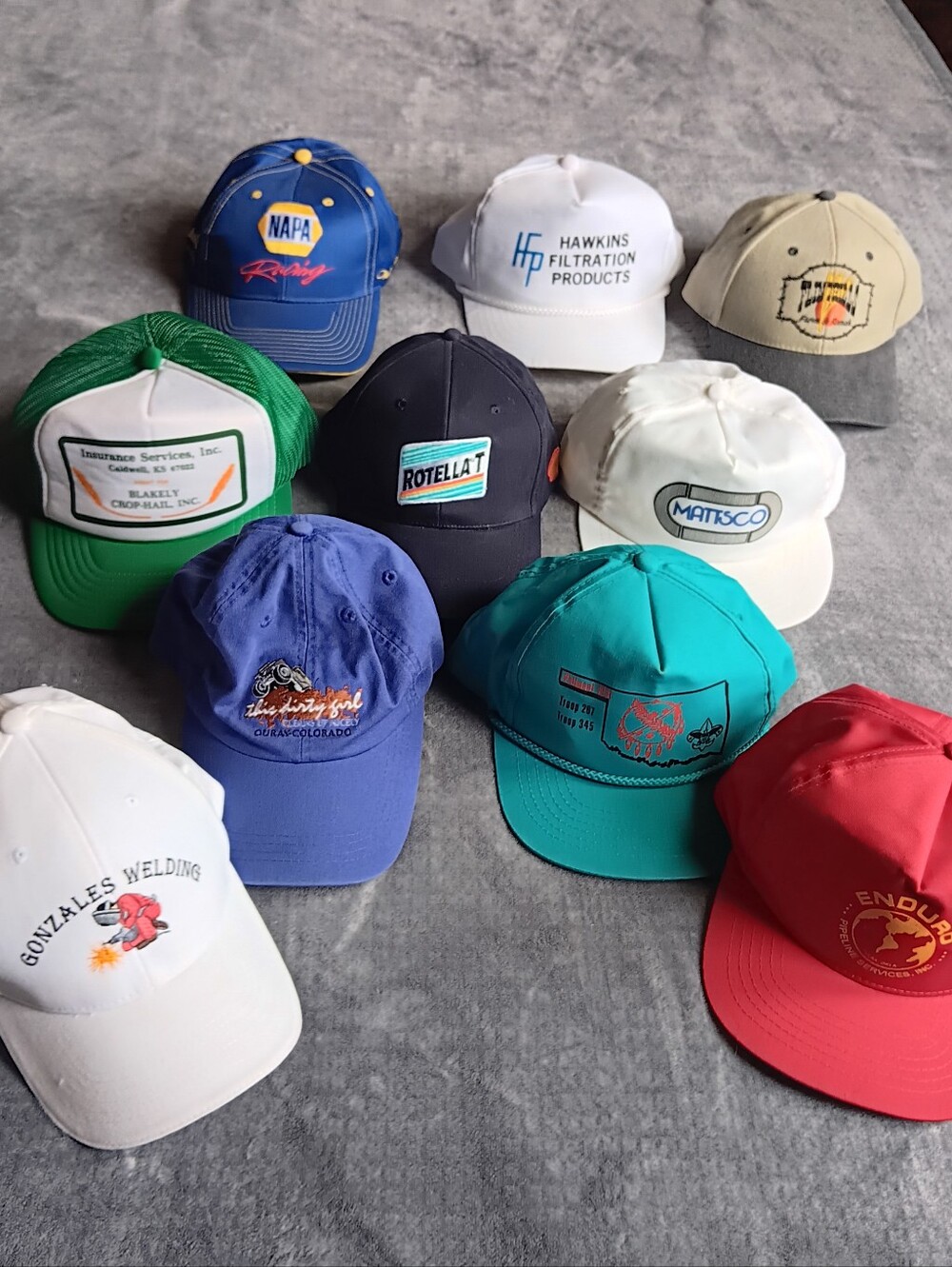 Vintage Baseball Cap Hat Lot Of 10, 90s 1990s Retro Trucker Mechanic Bundle - Picture 4 of 10